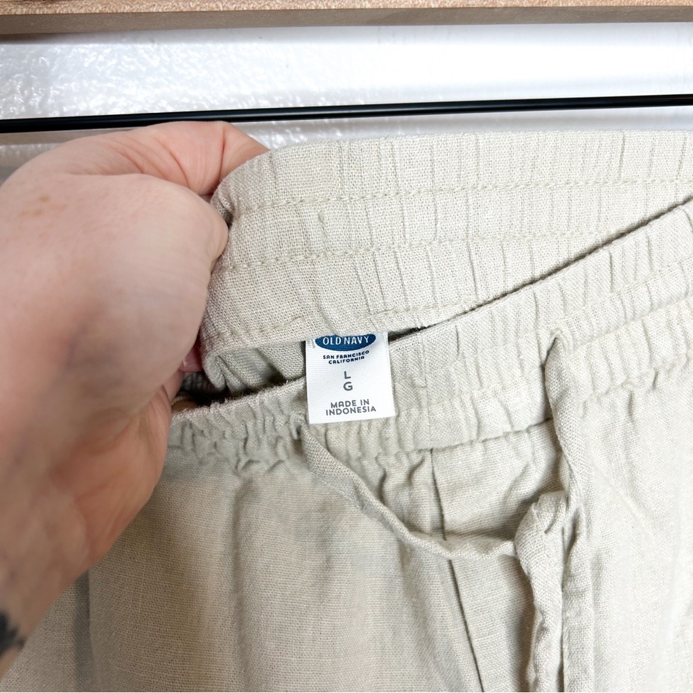 Old Navy Womens Casual Mid Rise Pull On Linen Blend Shorts Neutral Tan Large L - Picture 5 of 8